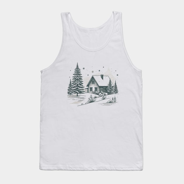 White Christmas: Vintage Musical Christmas Scene Tank Top by Retro Travel Design